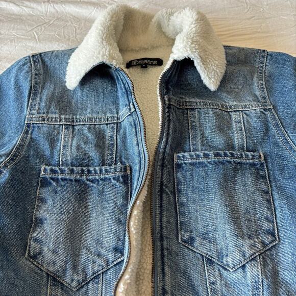 90’s Y2K April Jeans Sherpa Lined Cropped Denim Jacket - Picture 6 of 8